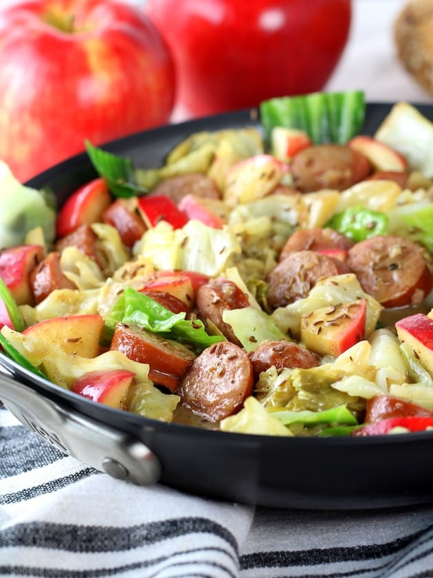 Kielbasa and Fried Cabbage Partial Pan Eye Level