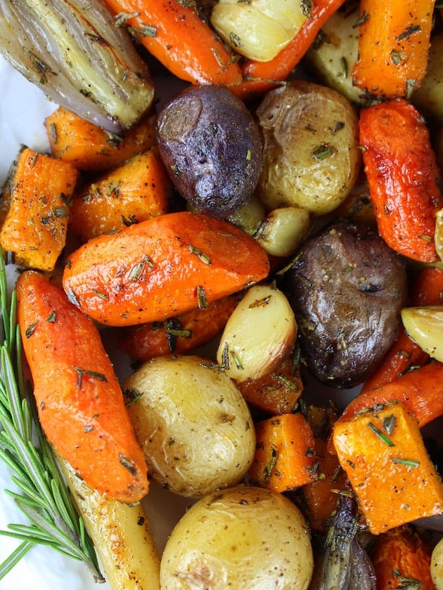 Closeup of roasted vegetables