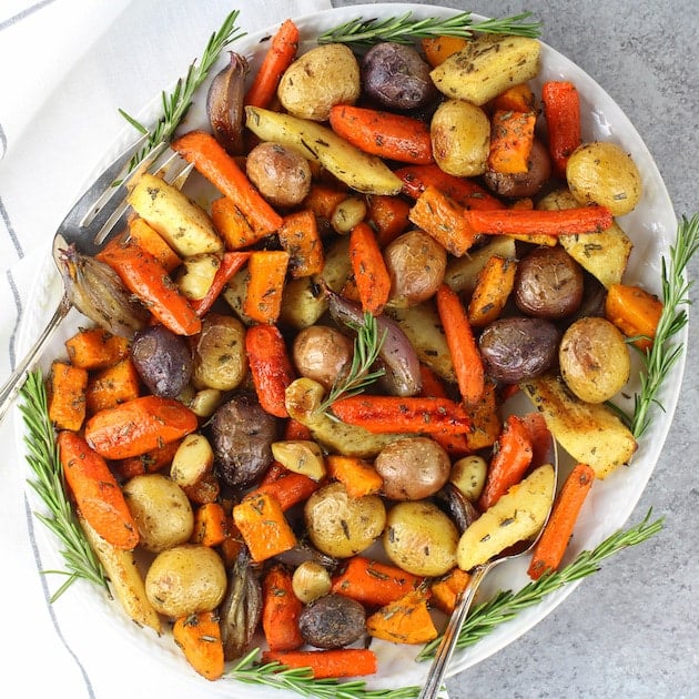 platter of roasted fall vegetables