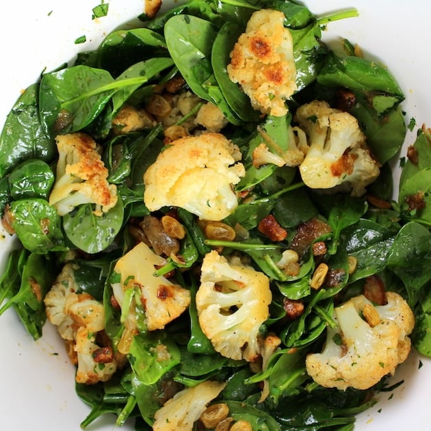 Cauliflower and Spinach Salad 