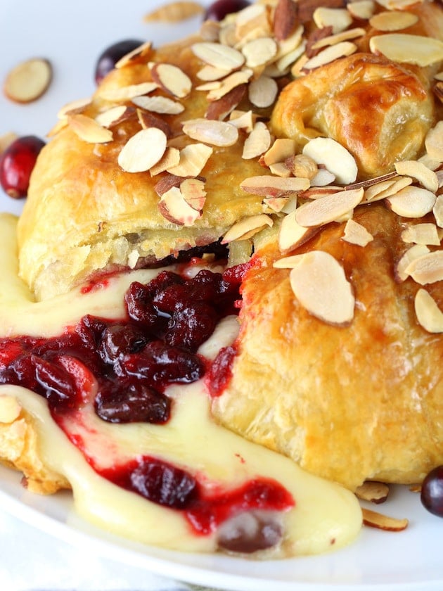 Baked Brie On Plate with Cheese Oozing out