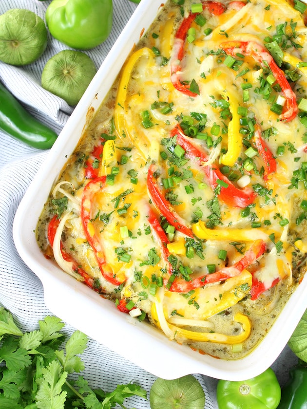 Salsa Verde Low Carb Chicken Casserole Dish Over The Top