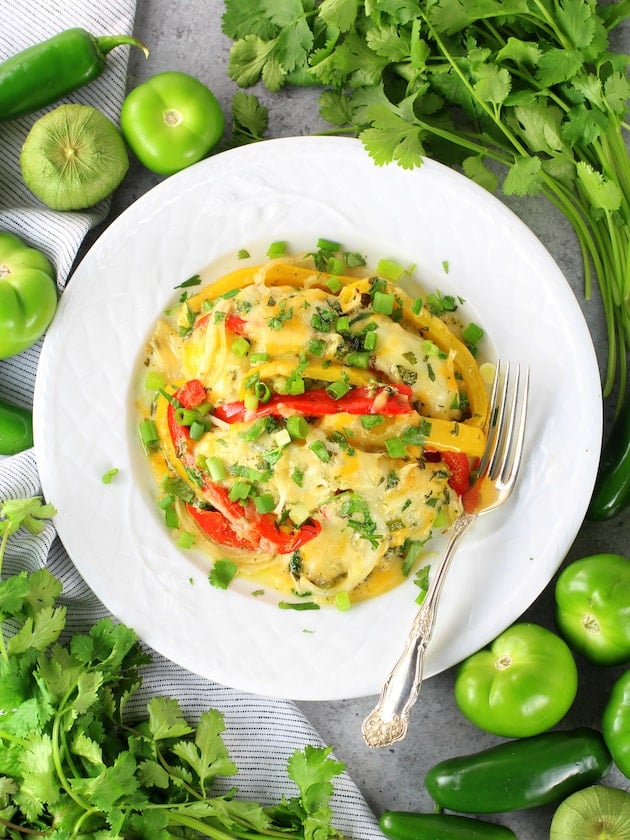 Plated Salsa Verde Low Carb Chicken Casserole Recipe 