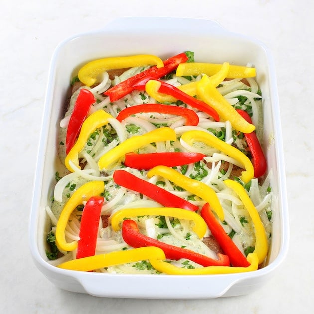  Peppers in dish before cooking