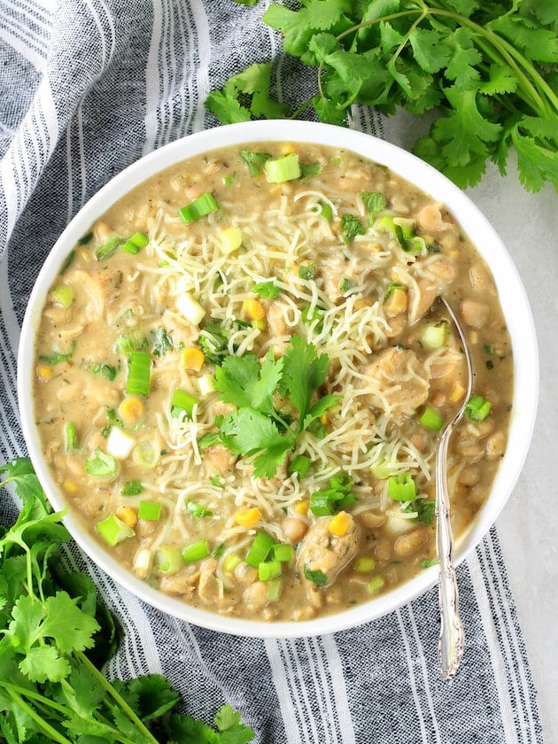 Bowl of creamy white chicken chili