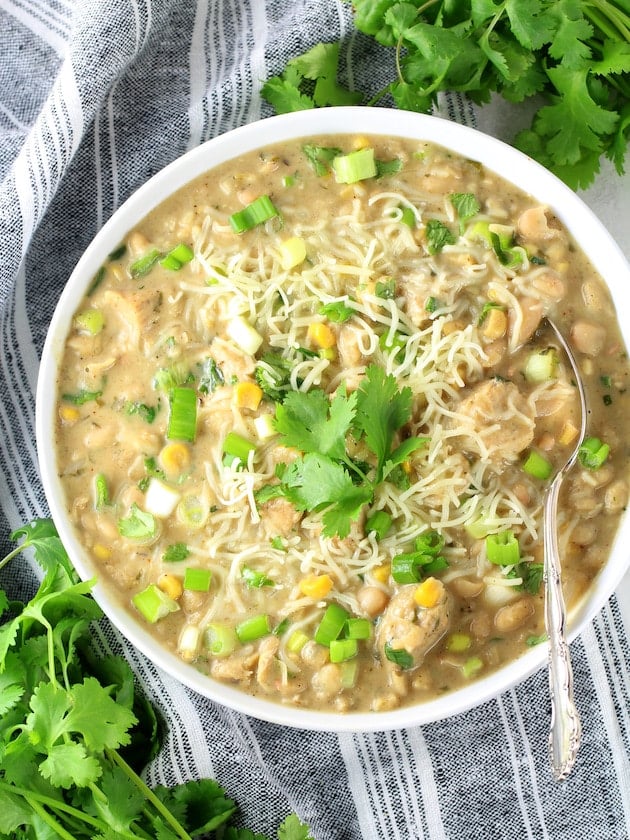 Creamy Crockpot White Chicken Chili - Little Sunny Kitchen