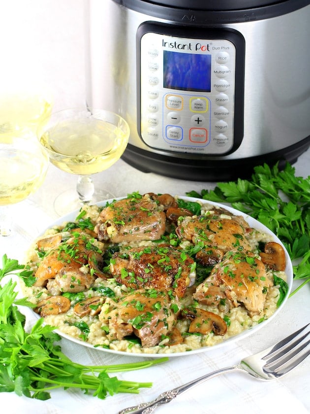 Platter of Chicken with Instant Pot Risotto