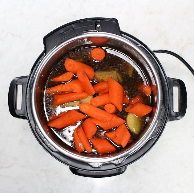  Cooking veggies for roast in an instant pot