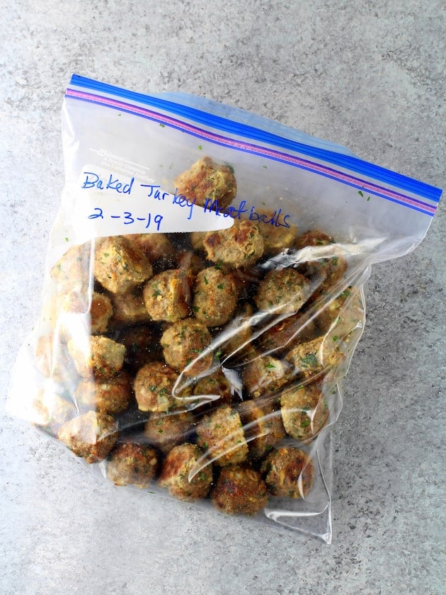 Healthy Meal Prep Baked Turkey Meatballs in ZIploc Bag