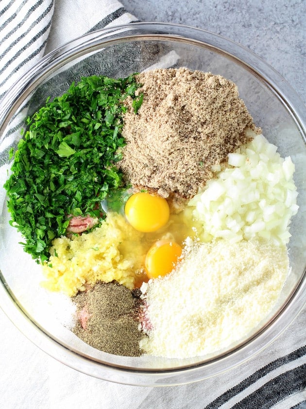 All the recipe ingredients in a large bowl.