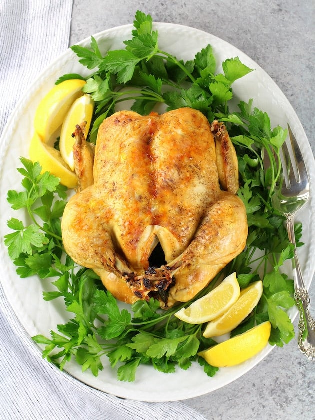 Instant Pot Whole Chicken Image - whole instant pot chicken on platter