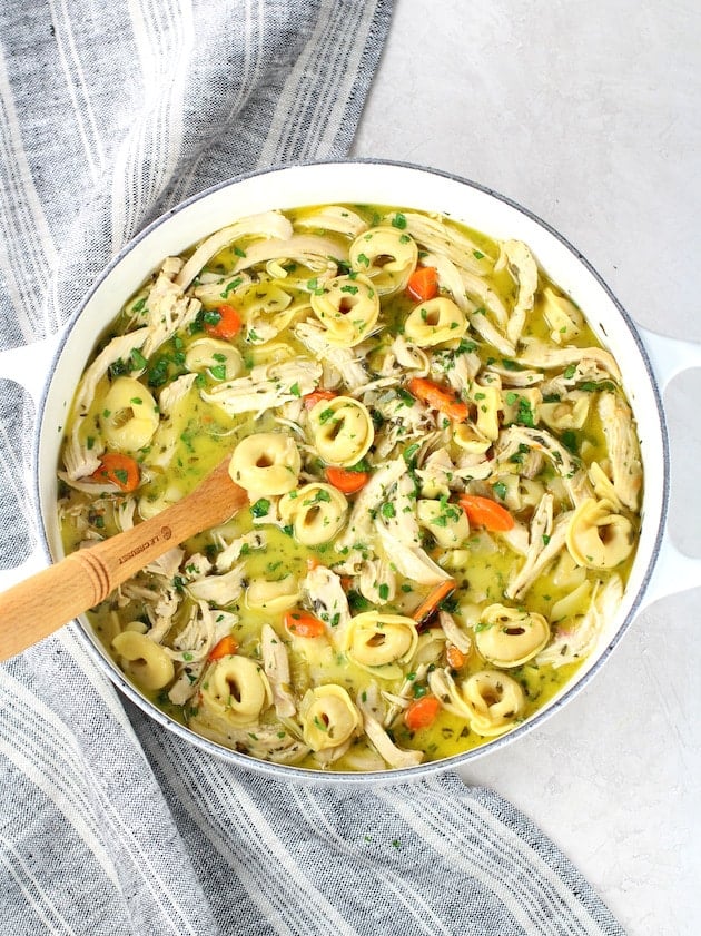 A bowl of Tortellini Soup