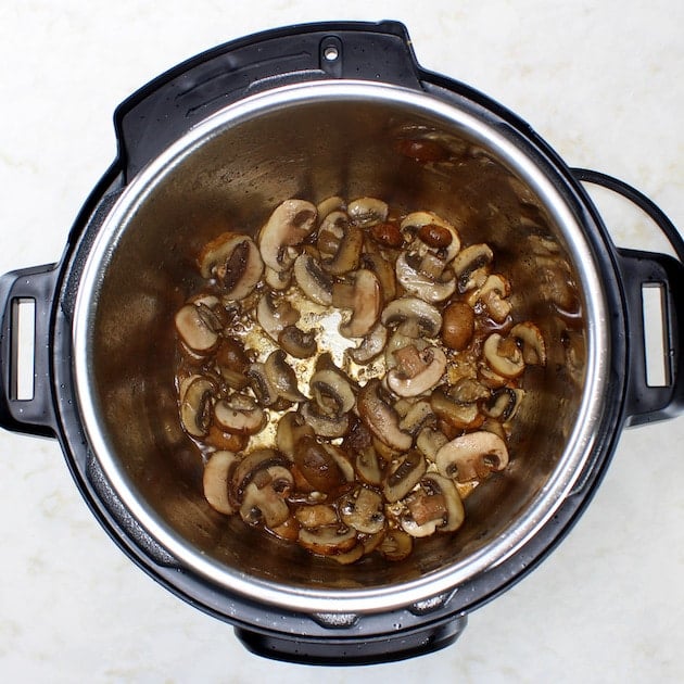 How to make Easy Instant Pot Chicken and Rice - cooking mushrooms in instant pot