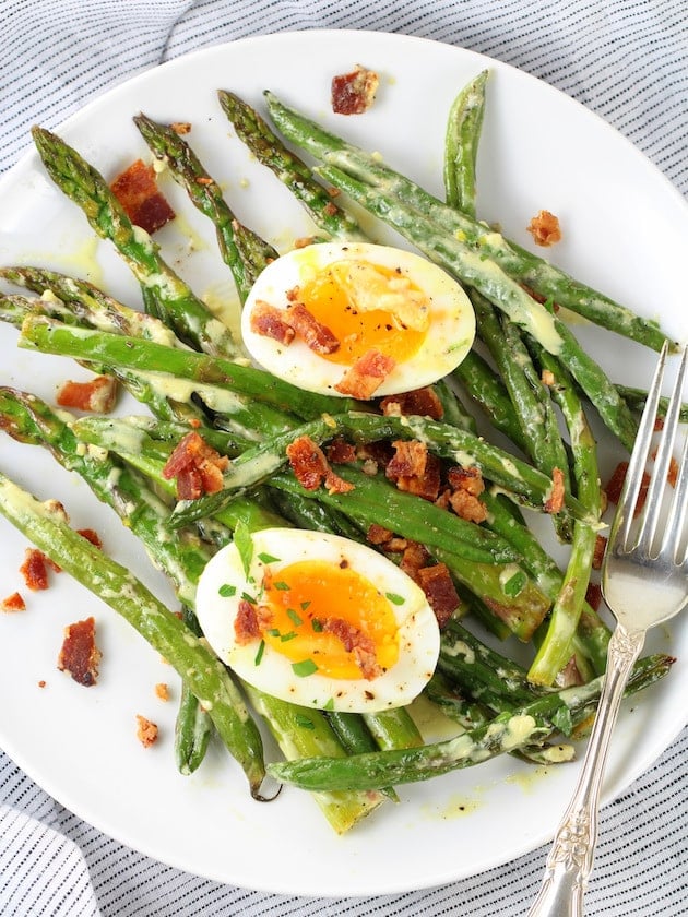 Asparagus Egg and Bacon Salad with Dijon Vinaigrette Image - On Plate