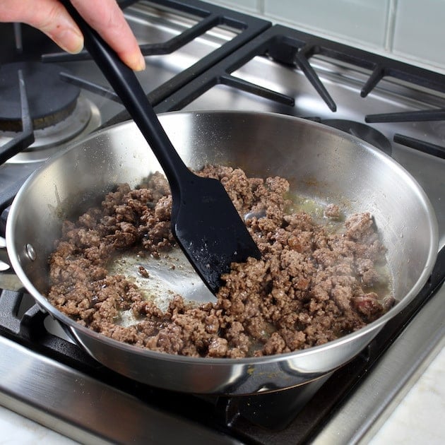 Sauteeing Ground Beef for Mexican pepper stuffing