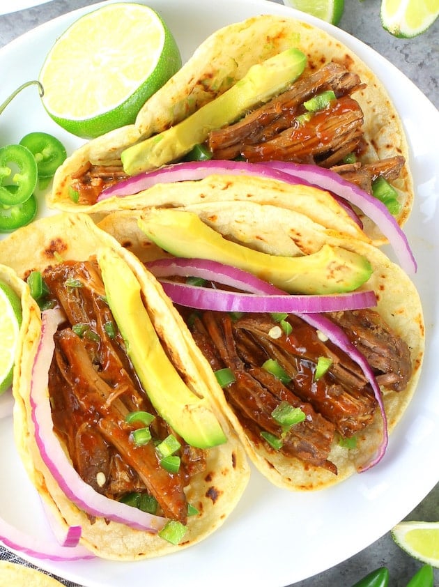 Instant Pot Barbacoa Beef Recipe turned into tacos.