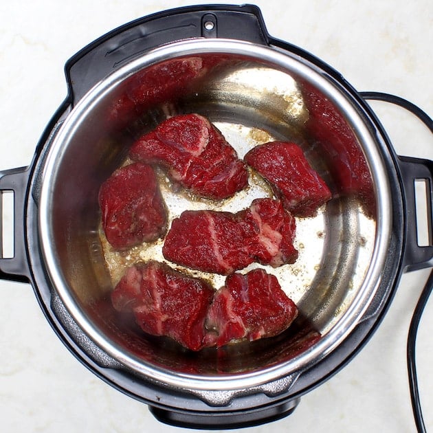 How to saute Chuck roast in instant pot.