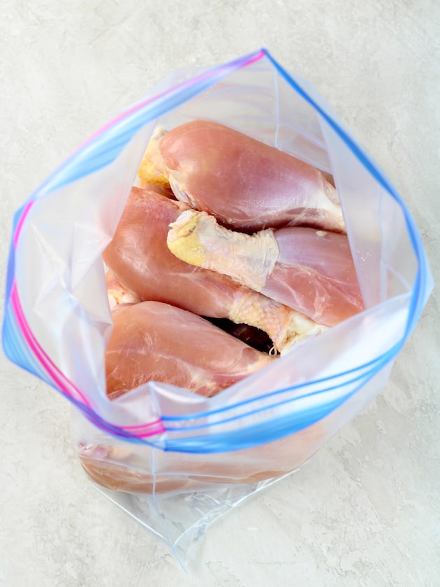 Chicken drumsticks in resealable plastic bag