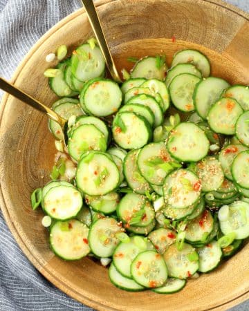 Sliced cucumber salad with asian seasonings