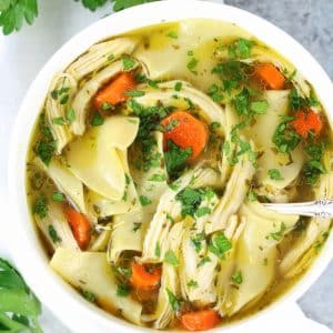 chicken soup in a bowl