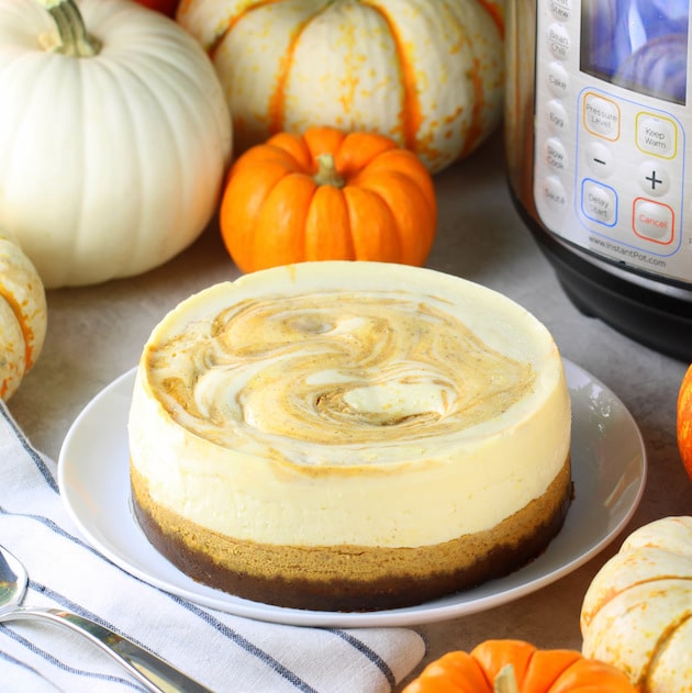 The Best Instant Pot Marbled Pumpkin Cheesecake!