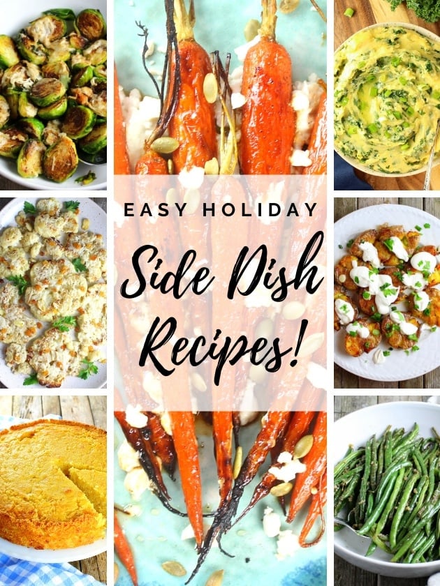 Collage of easy holiday side dish recipes