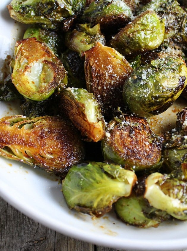 Balsamic Glazed Brussels Sprouts on a plate