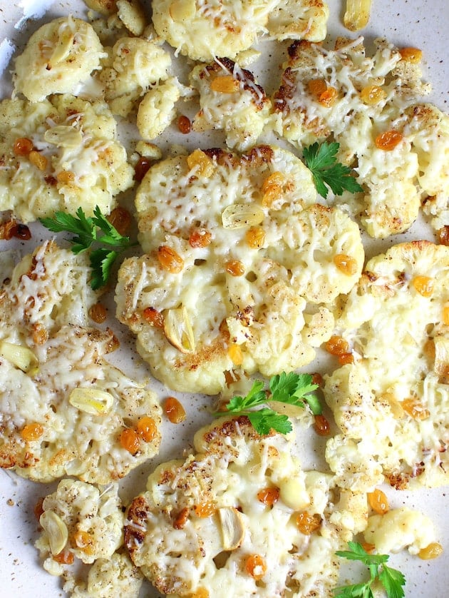 Cauliflower smothered in Italian cheese and garlic