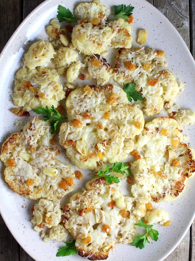 Cheesy cauliflower covered with italian cheese