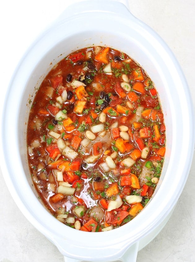Mexican chicken soup in slow cooker