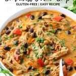 A Pinterest pin of Slow Cooker Creamy Southwest Chicken Soup
