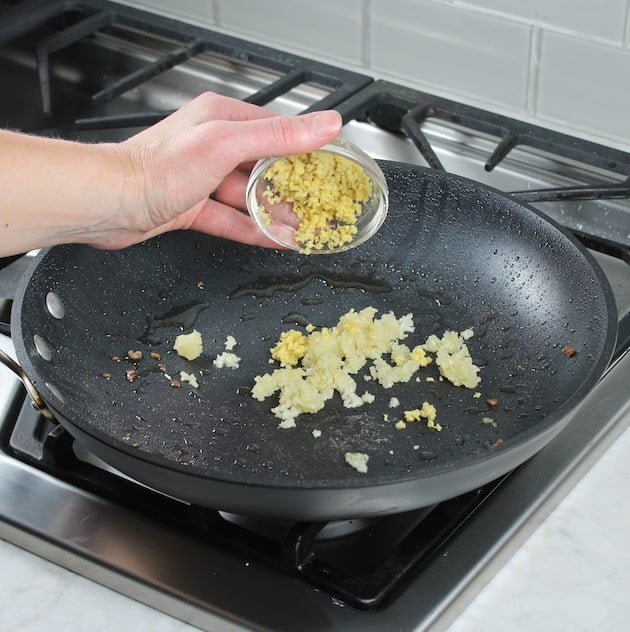 Adding Ginger to saute pan