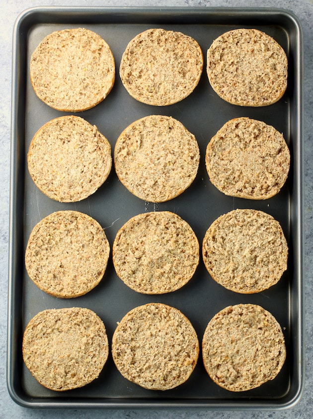 English Muffins on a cookie sheet