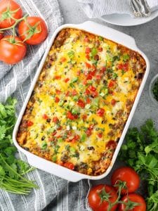 casserole dish with mexican lasagna