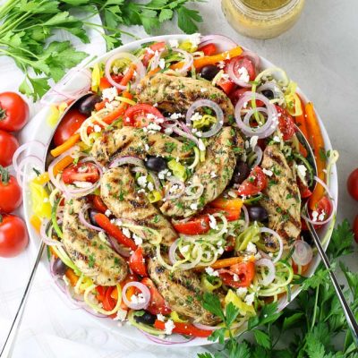 Greek Chicken Salad with Zucchini Noodles