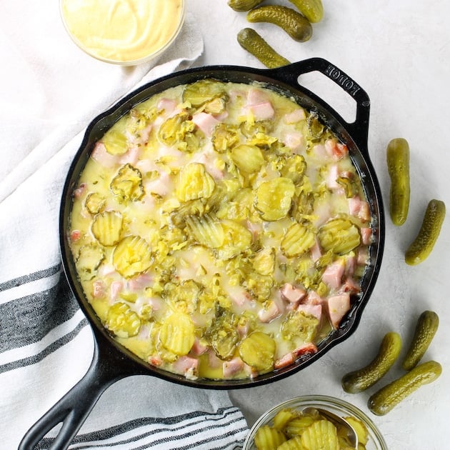 cast iron skillet of cuban casserole