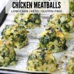 baking sheet with feta spinach chicken meatballs
