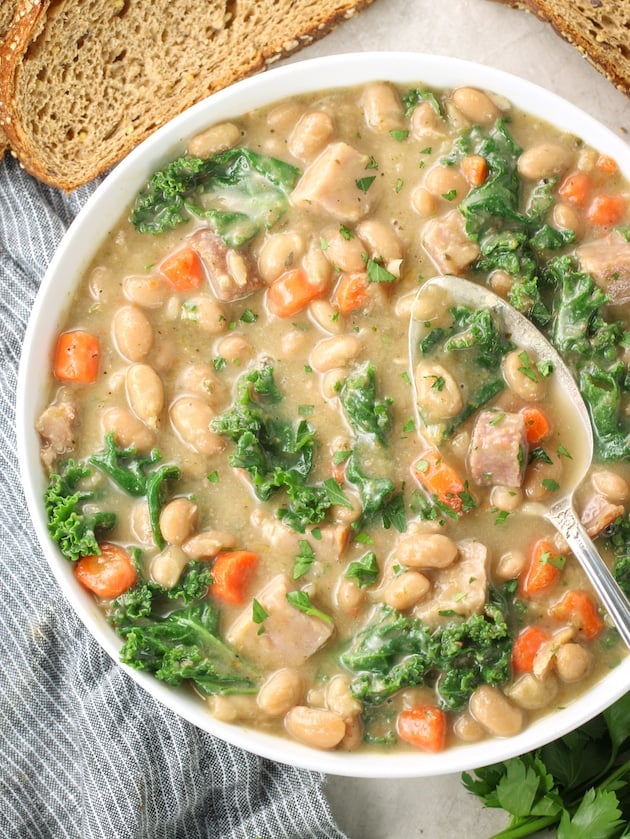 bowl of white bean and ham soup