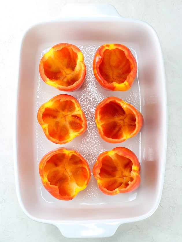 How to bake bell peppers before stuffing them