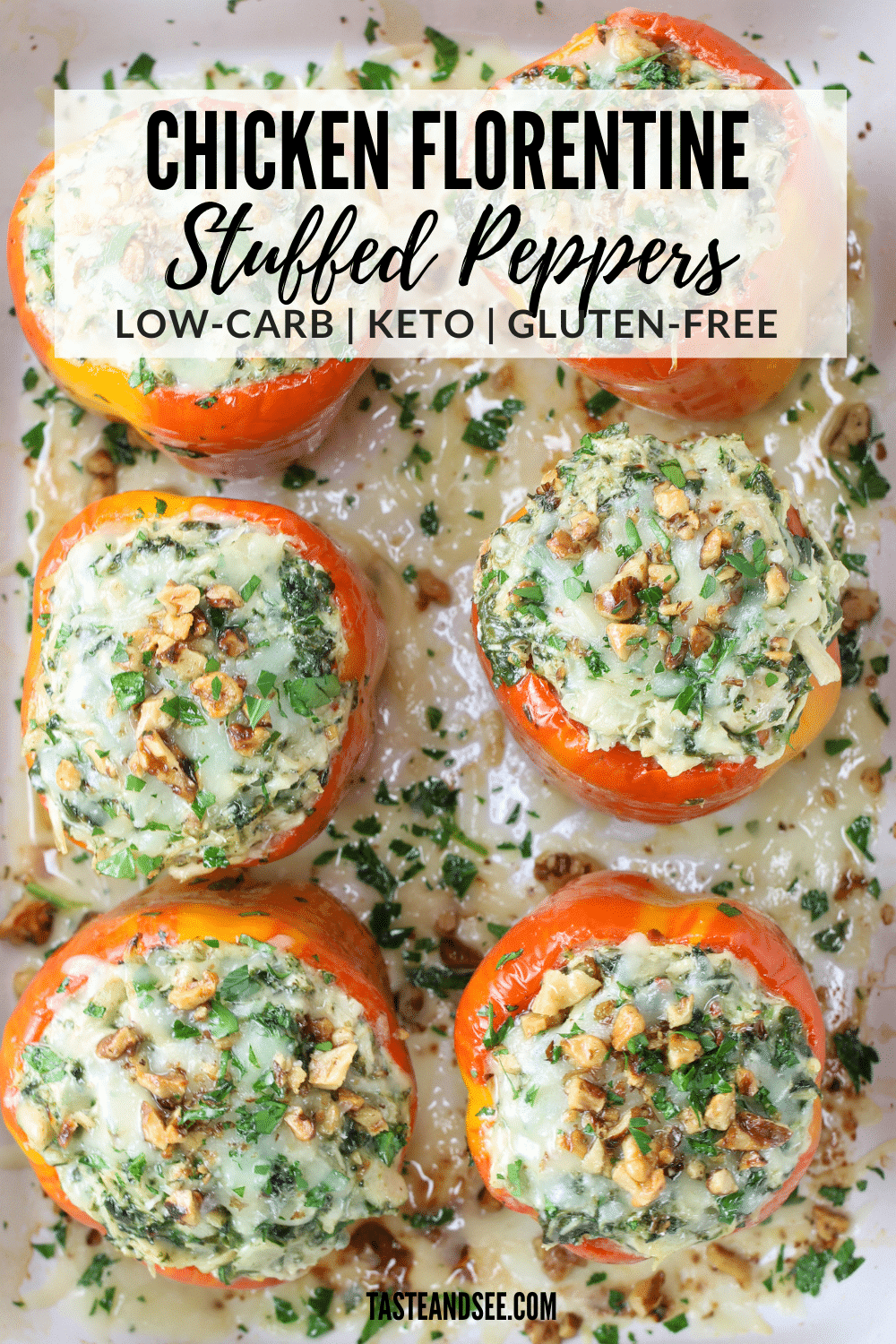 Chicken Florentine Stuffed Peppers - Taste And See