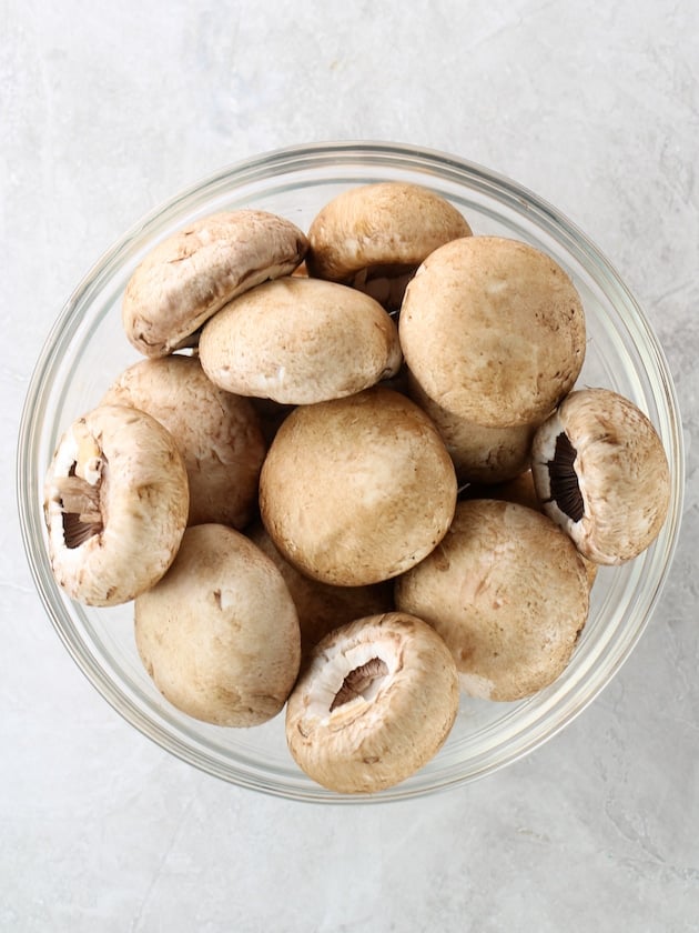 glass bowl with mushrooms