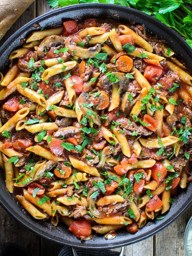 Crock-Pot Beef Ragu with Penne and Ricotta - Taste And See