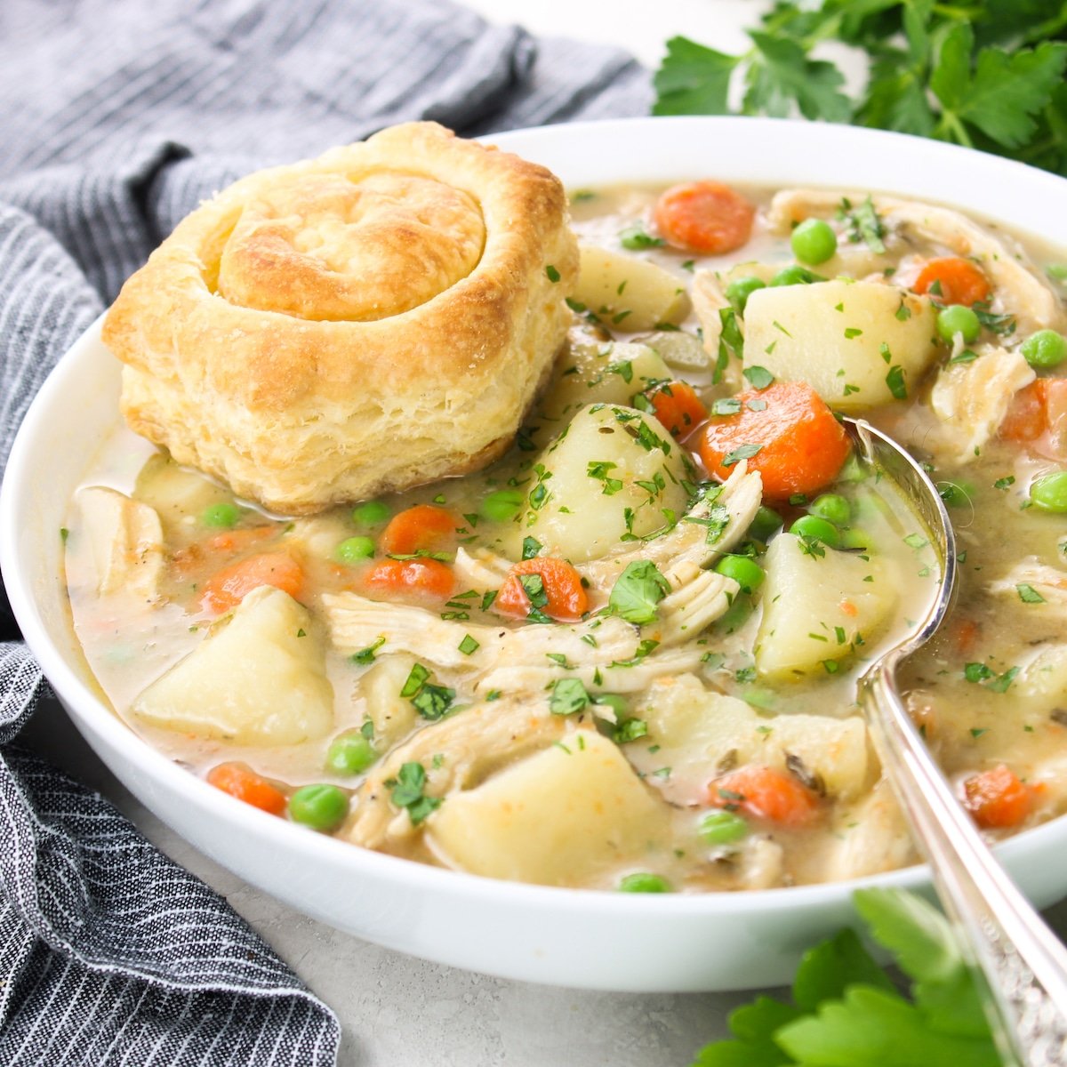 Chicken Pot Pie Soup with Puff Pastry - On Sutton Place