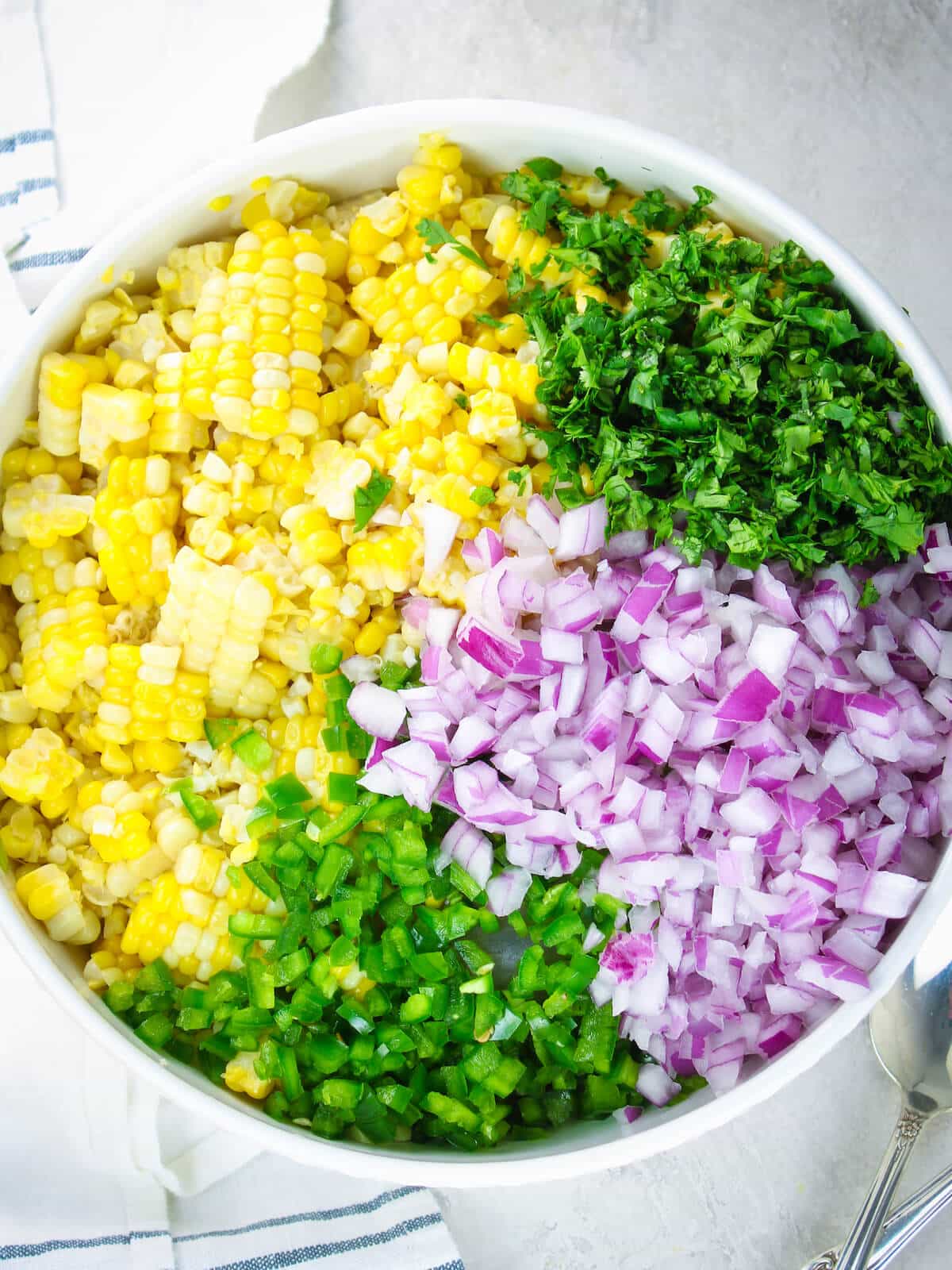 A bowl with all the ingredients for the recipe.