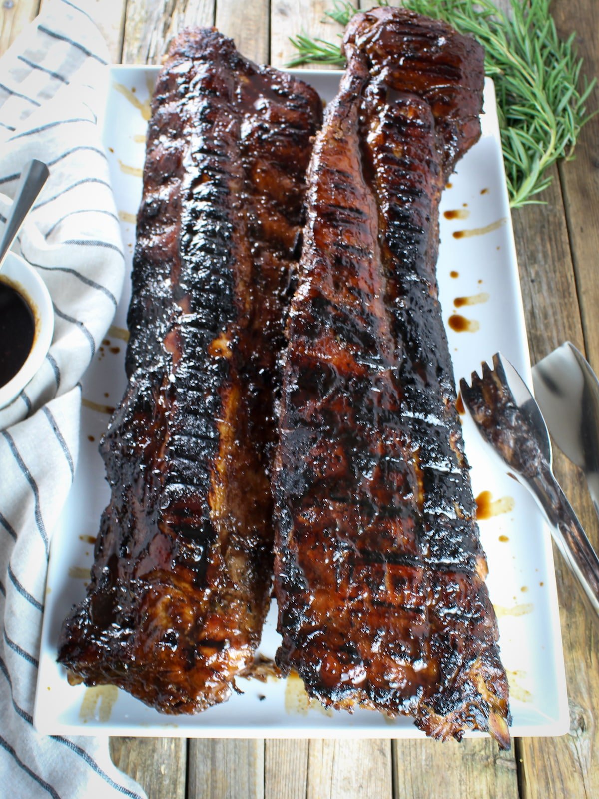 Balsamic Ribs on a large platter.