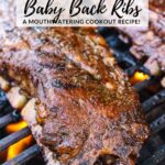 A Pinterest pin of Balsamic Baby Back Ribs.