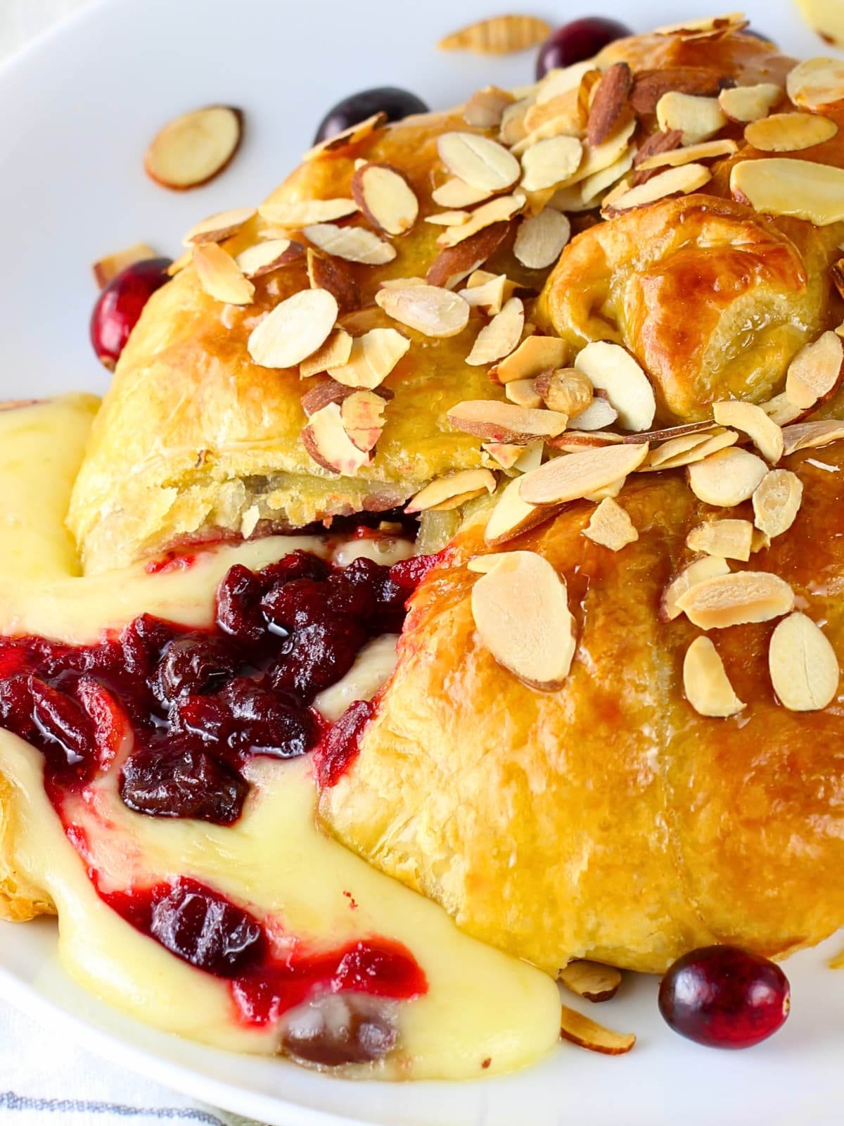 Baked Brie in Puff Pastry with Cherry Cranberry Sauce