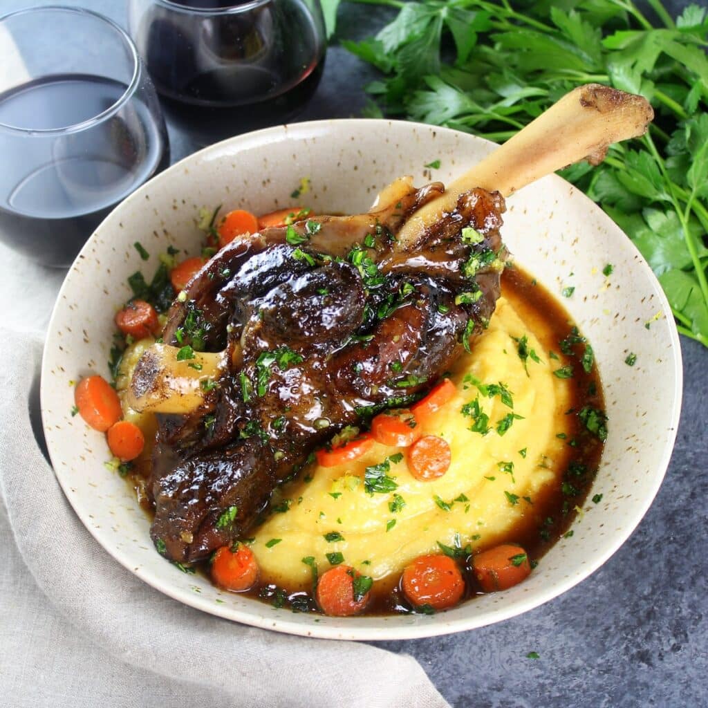 Slow Cooked Lamb Shanks with Polenta Taste And See