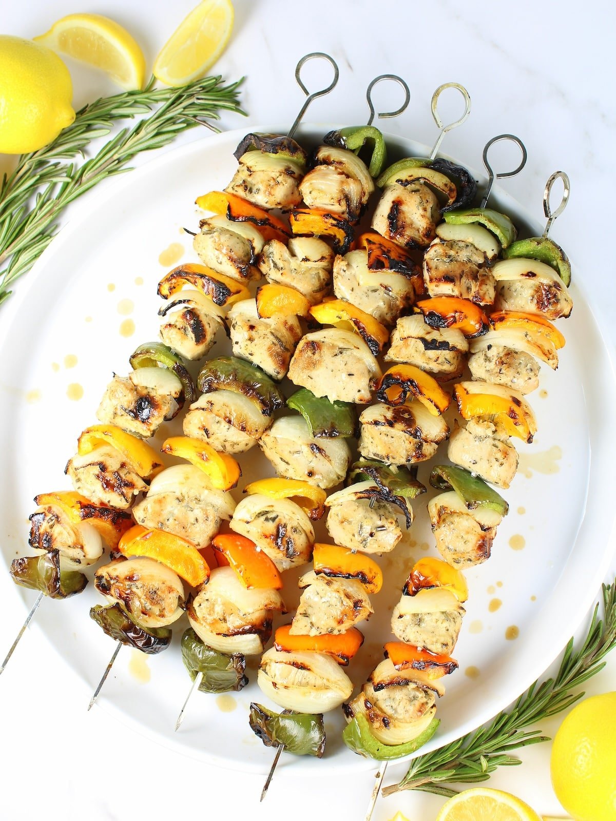 Grilled Rosemary Lemon Chicken Kabobs - a great summer grilling recipe.