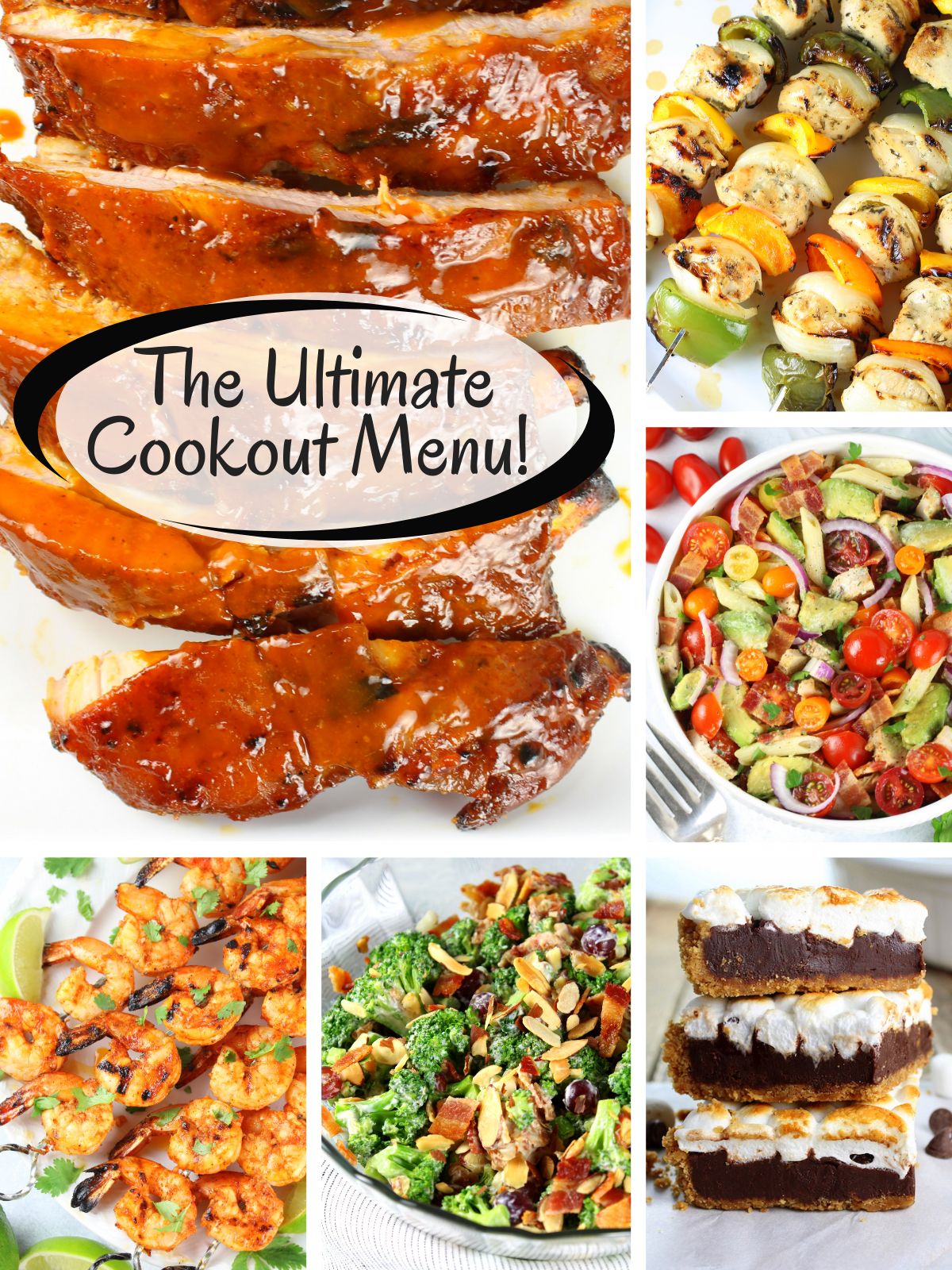 A collage photo of the best recipes for a cookout and BBQ.